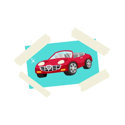 Photo of new car for dreams vision board flat icon vector illustration