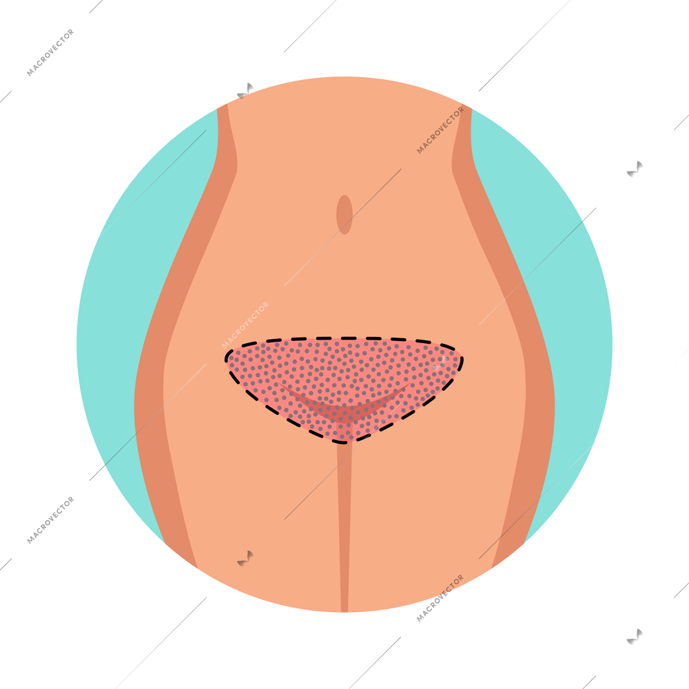 Bikini hair removal process flat icon vector illustration