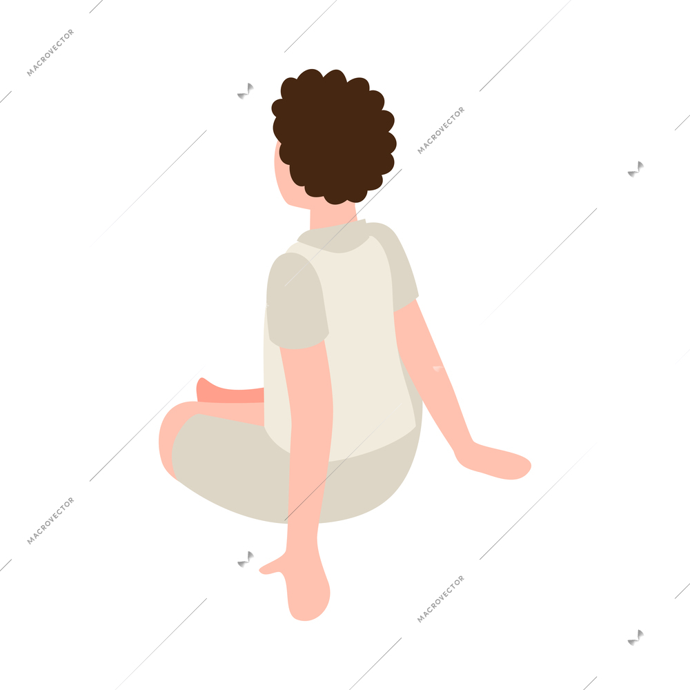 Isometric prayer character back view 3d icon vector illustration