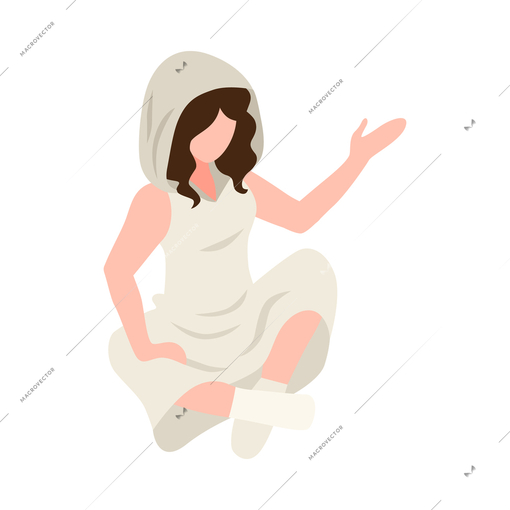 Isometric religious cult icon with human character of prayer 3d vector illustration