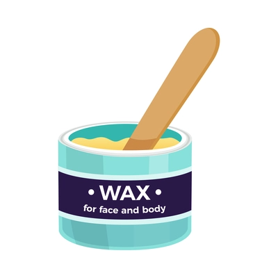 Cosmetic wax in jar for hair removal procedure flat vector illustration