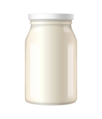 Realistic glass jar of milk or dairy product vector illustration