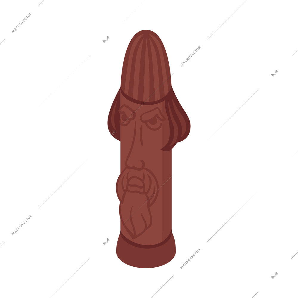 Wooden religious totem isometric icon 3d vector illustration