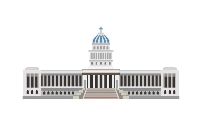 Havana national capitol building front view in flat style vector illustration