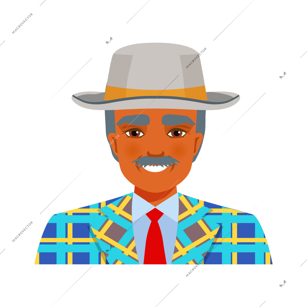 Smiling cuban man wearing hat and moustache vector illustration