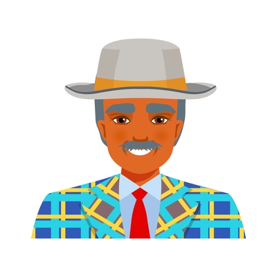 Smiling cuban man wearing hat and moustache vector illustration