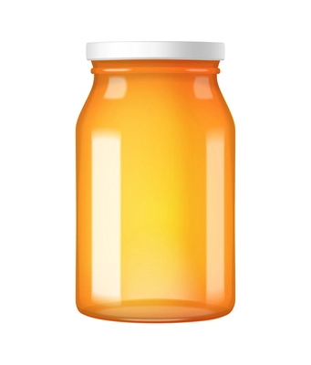 Realistic yellow glass jar with screw cap vector illustration
