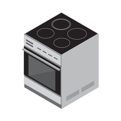 Isometric induction cooker on white background 3d vector illustration