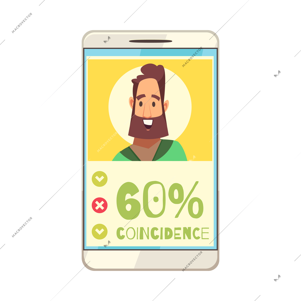 Virtual love dating smartphone app flat icon vector illustration