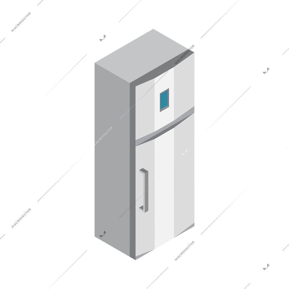 Modern top freezer refrigerator 3d isometric icon vector illustration