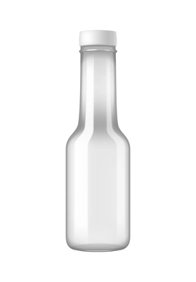 Realistic empty glass bottle with white cap vector illustration