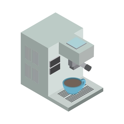 Espresso coffee machine with cup of coffee isometric icon 3d vector illustration