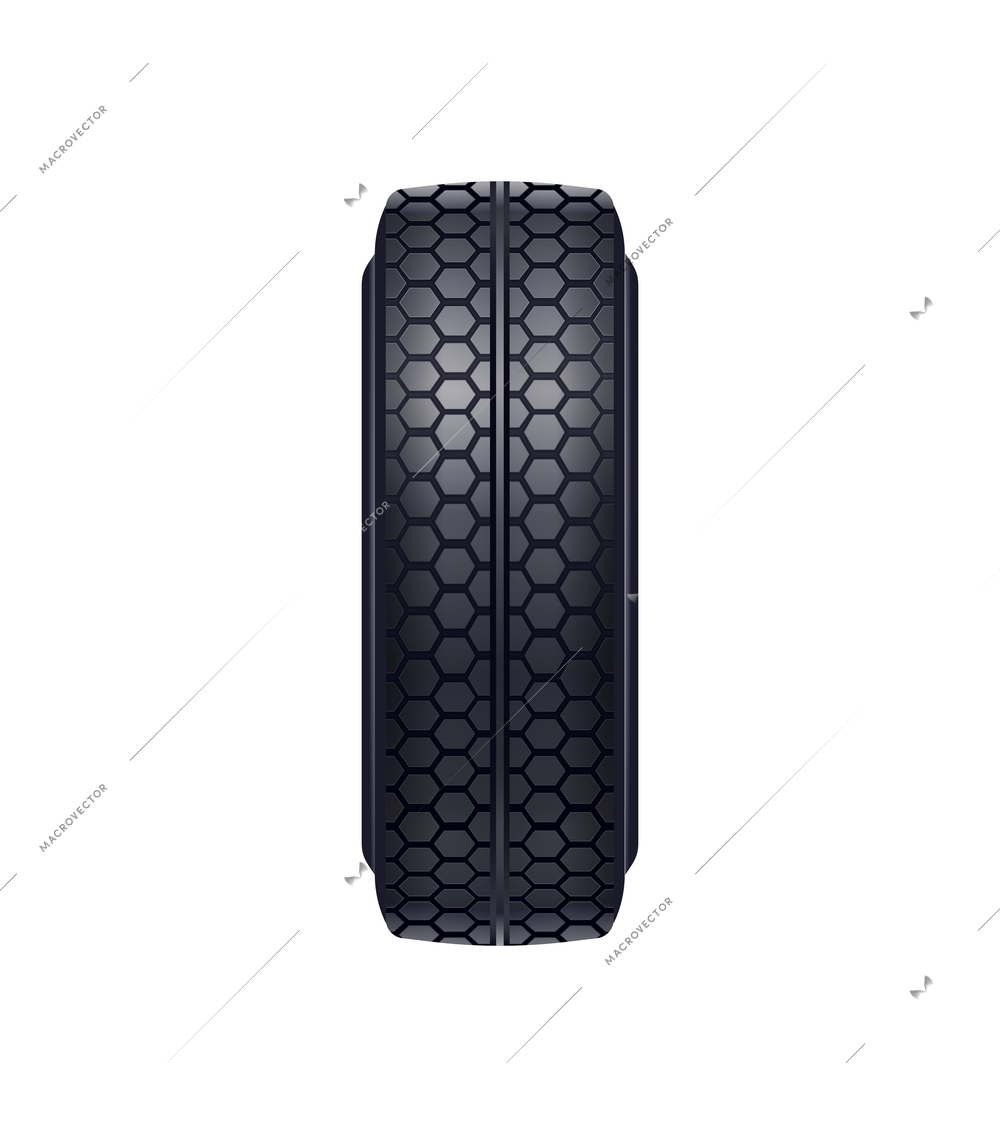 Realistic black tyred car wheel profile view vector illustration