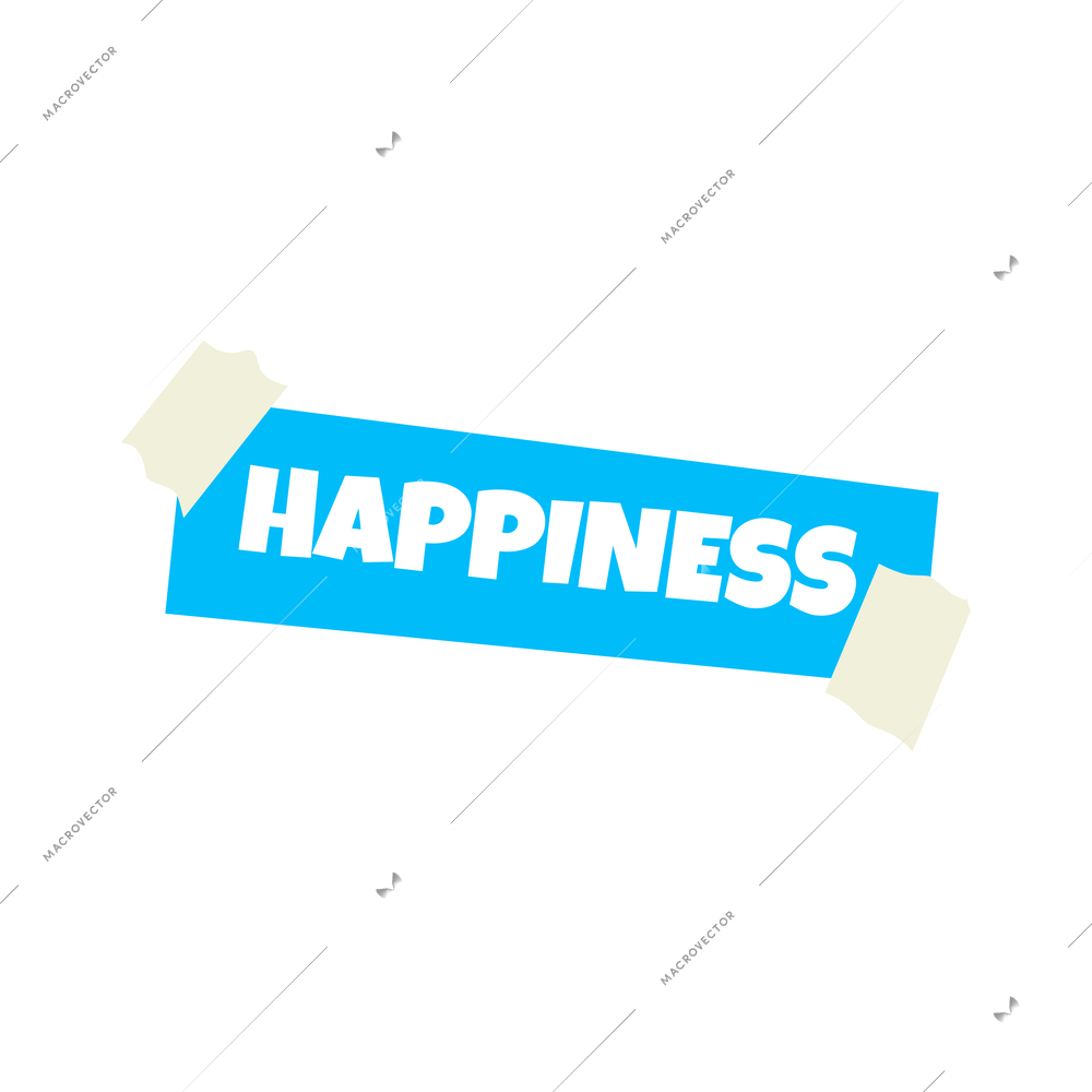 Happiness sticker for dreams vision board flat icon vector illustration