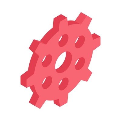 Isometric red cogwheel gear 3d icon vector illustration