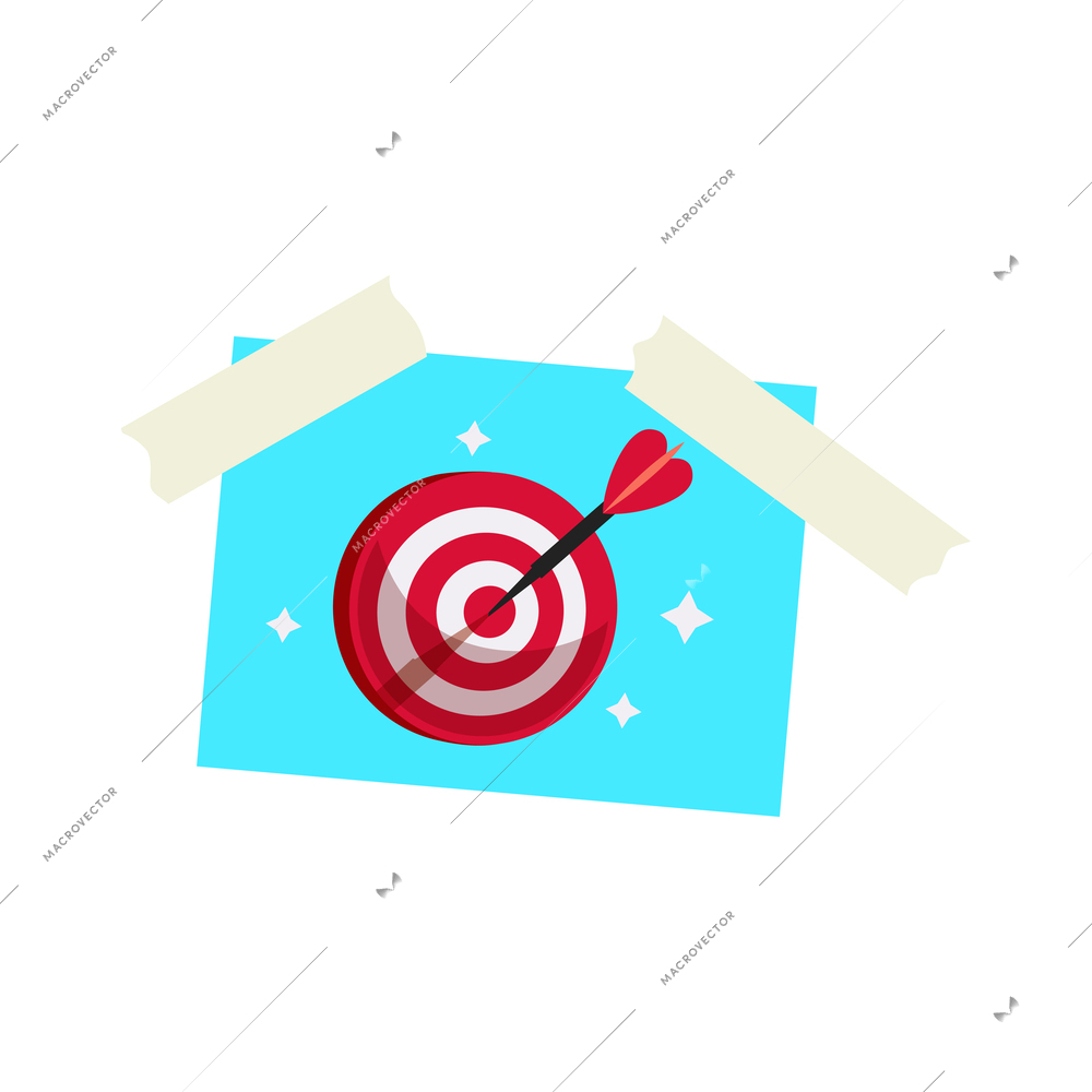 Dreams vision board target sticket flat icon vector illustration