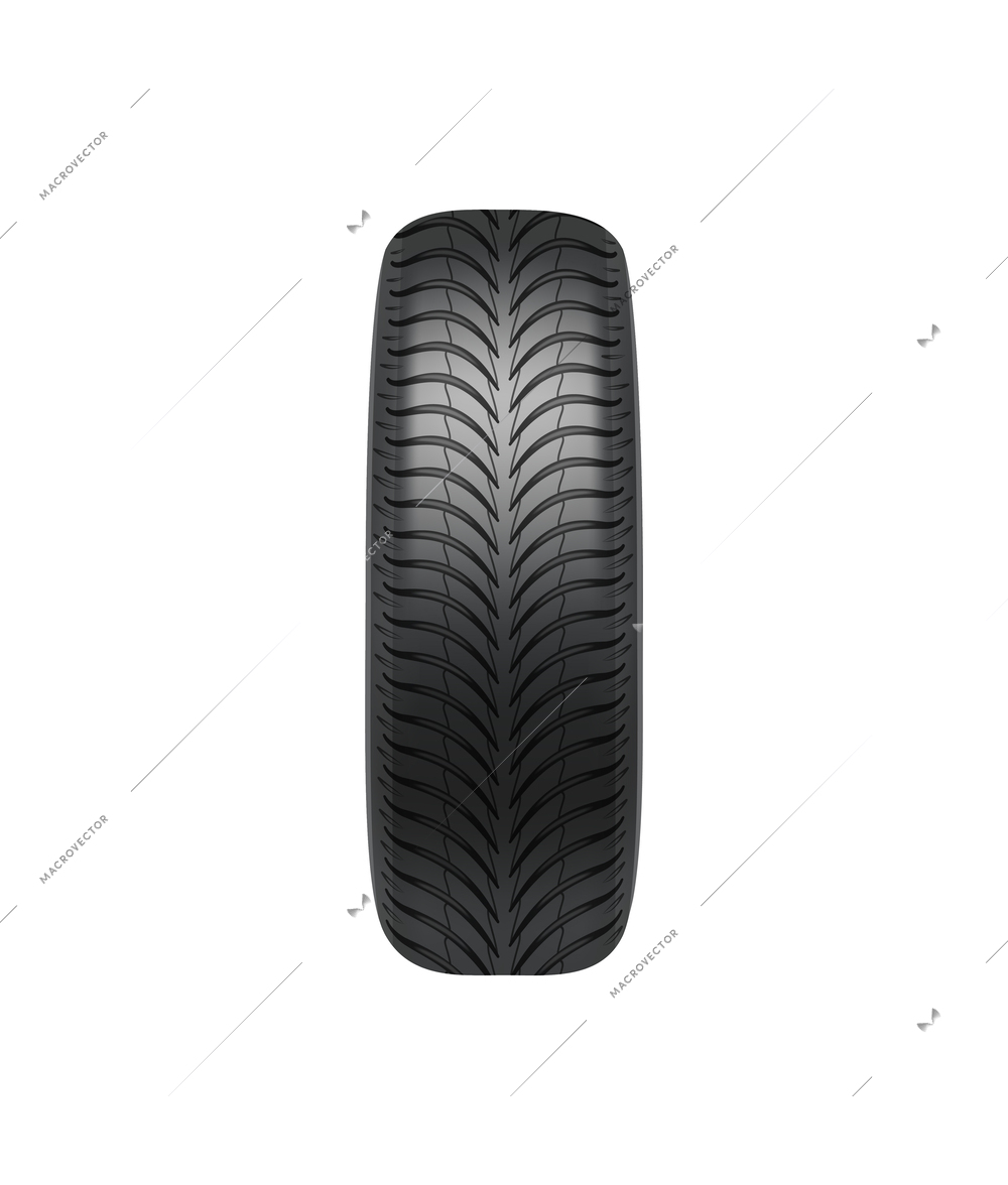 Realistic new shiny black wheel tire side view vector illustration