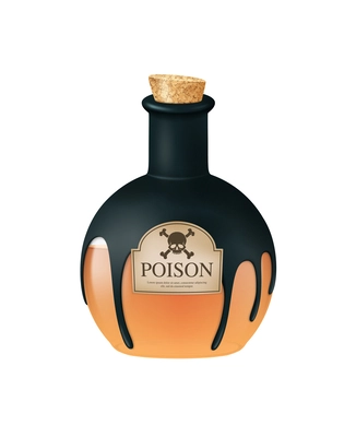 Realistic bottle of poison with cork and label vector illustration