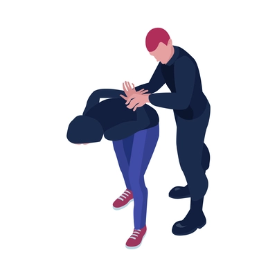 Police officer detaining rioter isometric vector illustration