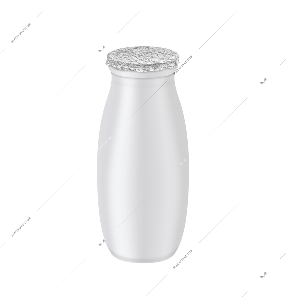 Blank drinkable yoghurt bottle mockup on white background realistic vector illustration