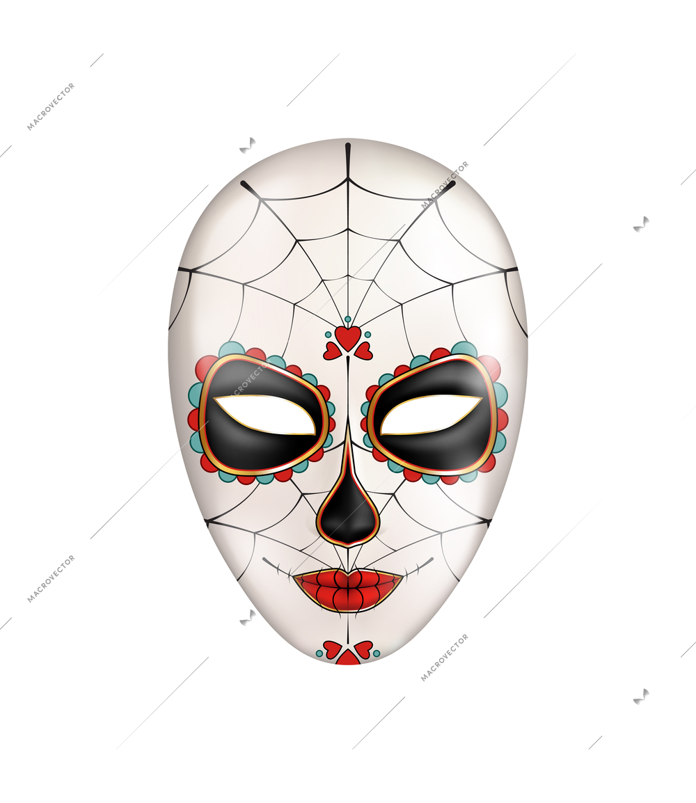 Traditional carnival mexican mask for celebrating day of dead realistic vector illustration