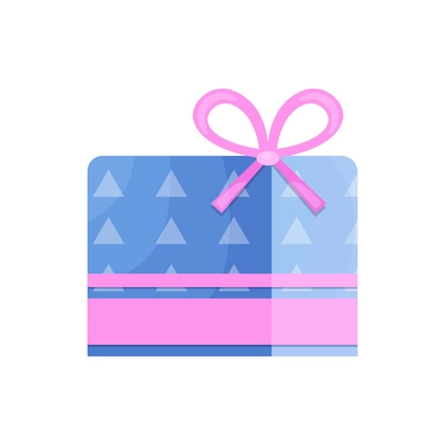 Flat color surprise gift packaging with ribbon vector illustration