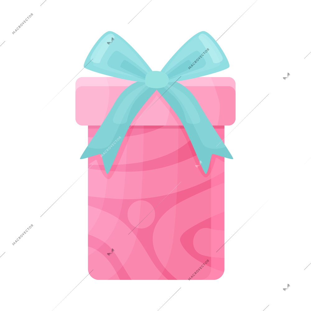 Pink gift box with bow in flat style vector illustration