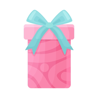 Pink gift box with bow in flat style vector illustration