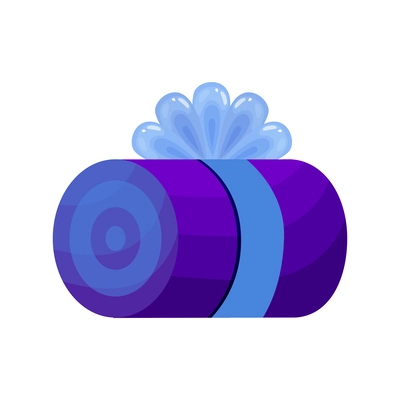 Flat gift packaging with blue wrapping and ribbon vector illustration
