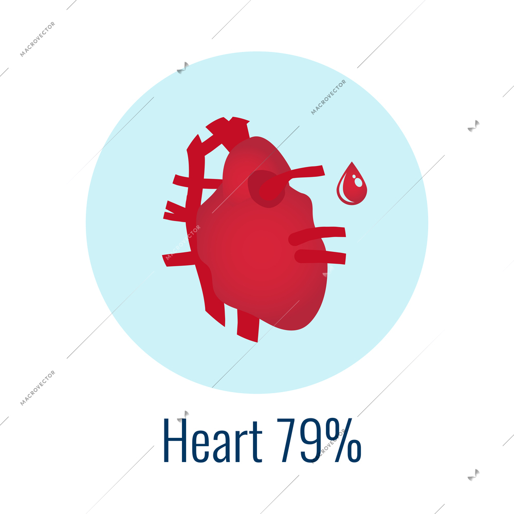 Water in human organ heart flat icon vector illustration