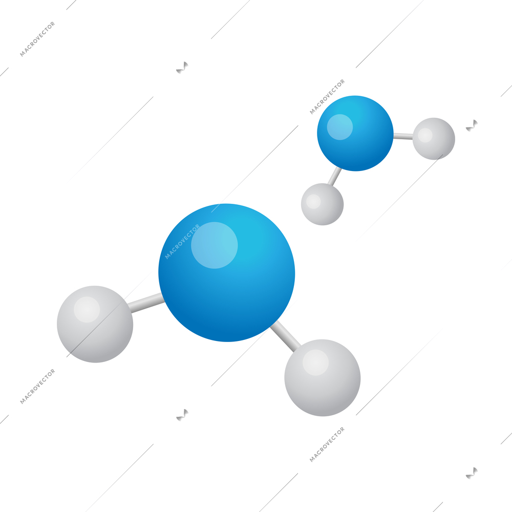 Two color h2o molecule model in flat style vector illustration