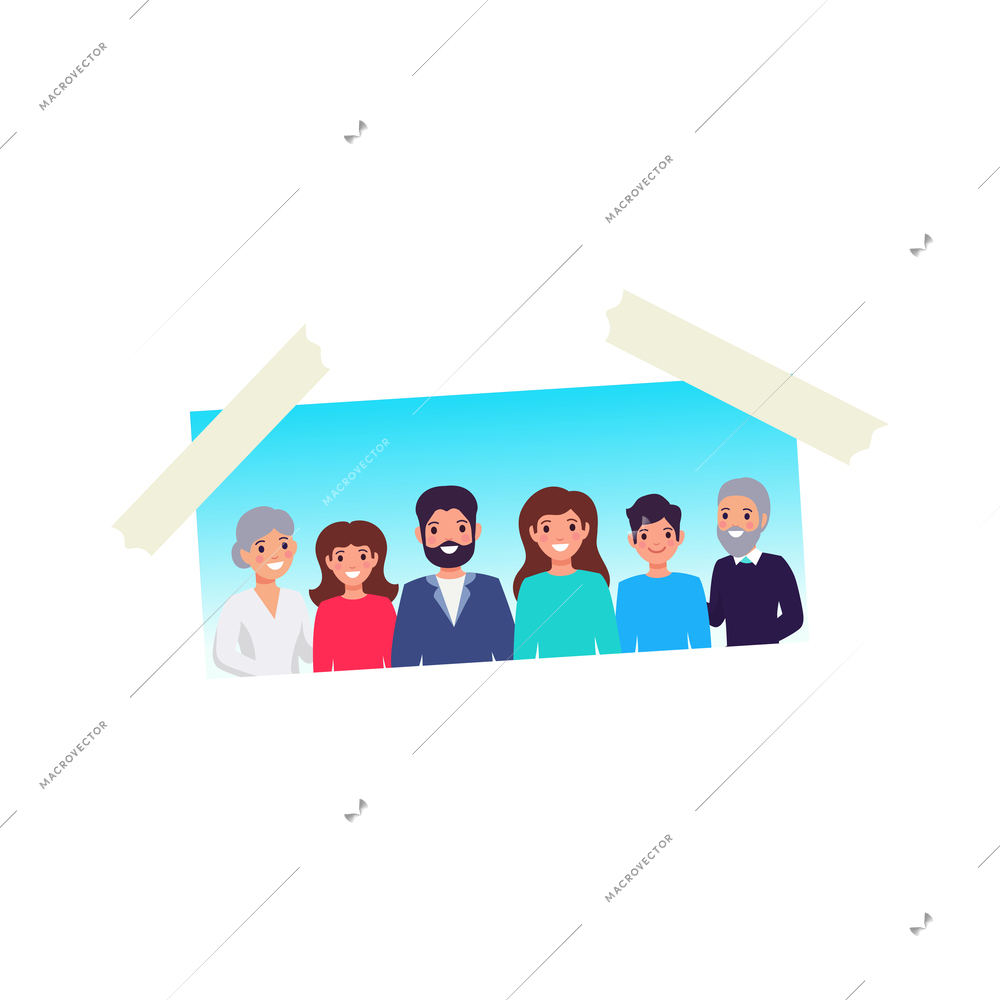 Dreams vision board sticker with family photo flat icon vector illustration