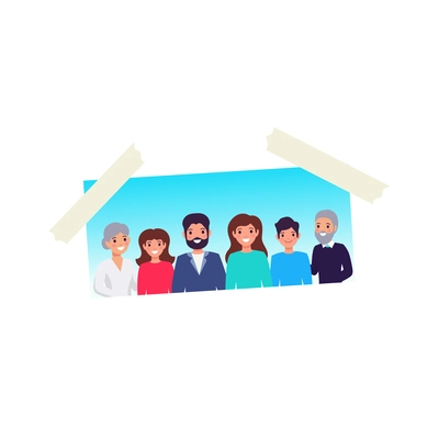 Dreams vision board sticker with family photo flat icon vector illustration