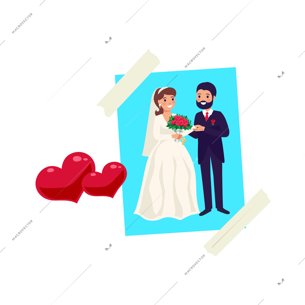 Dreams vision board wedding goal sticker flat icon vector illustration