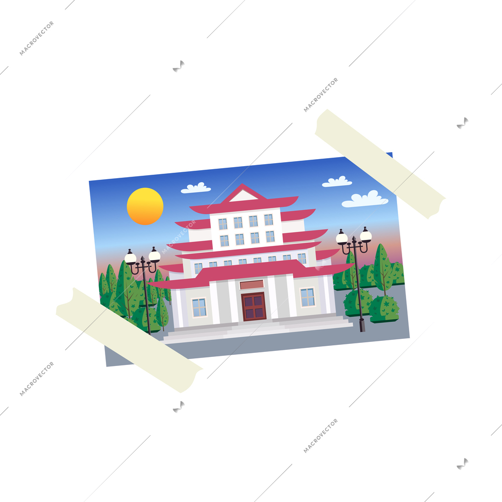 Dreams vision board sticker with new big house flat icon vector illustration