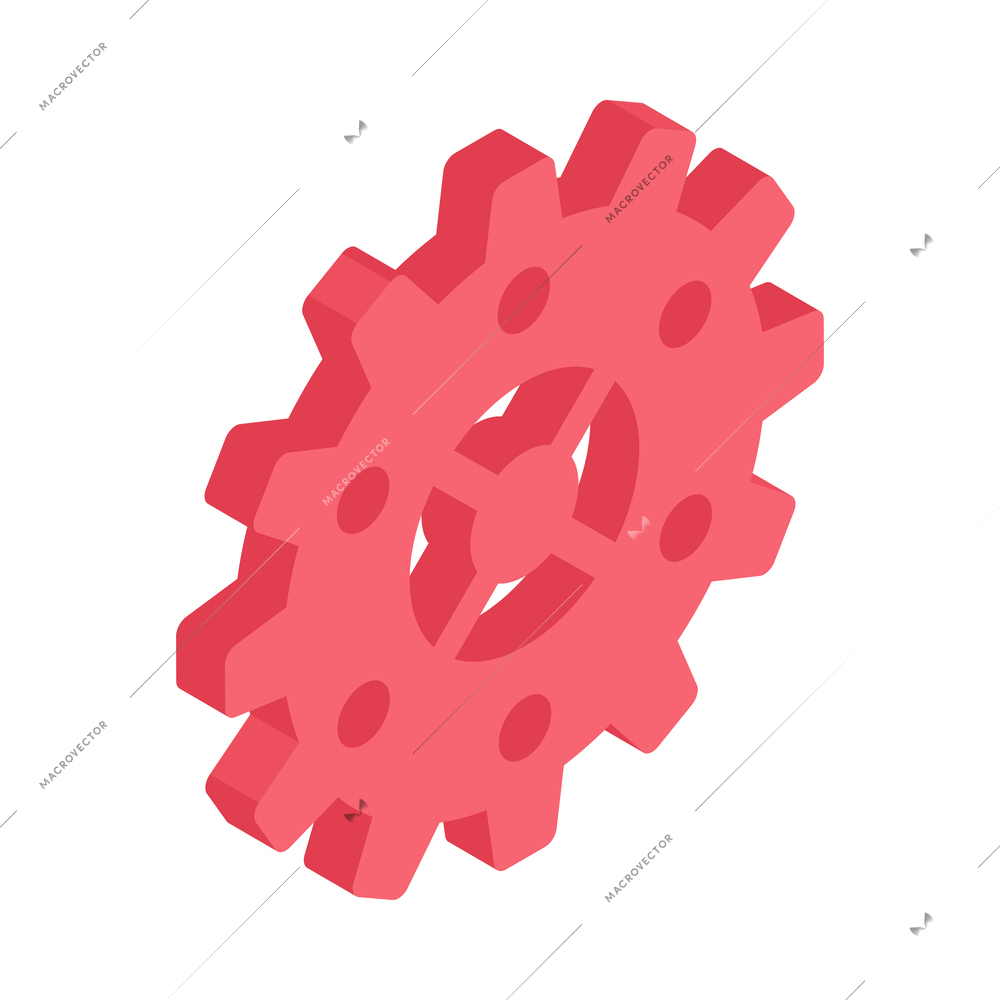 Isometric 3d gear icon on blank background vector illustration