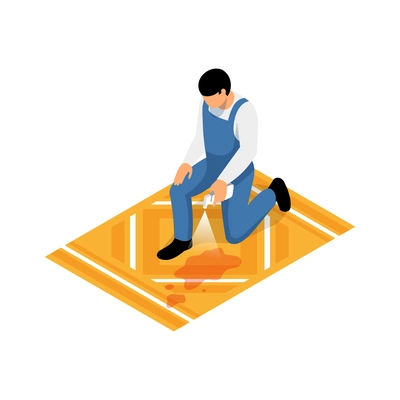 Cleaning service worker cleaning floor with spray detergent isometric icon 3d vector illustration