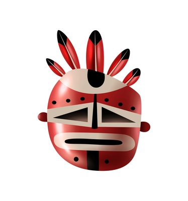 Realistic african tribal voodoo mask on white background vector illustration