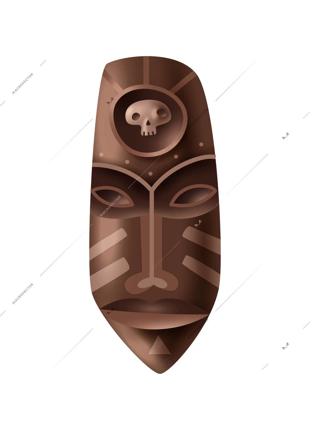 Realistic african voodoo mask on white background vector illustration
