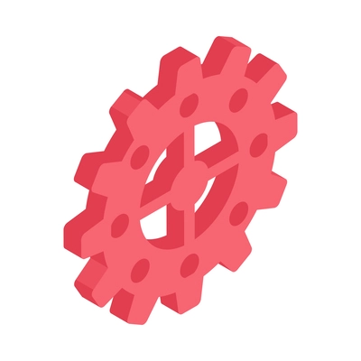 Red cog wheel geat isometric icon vector illustration