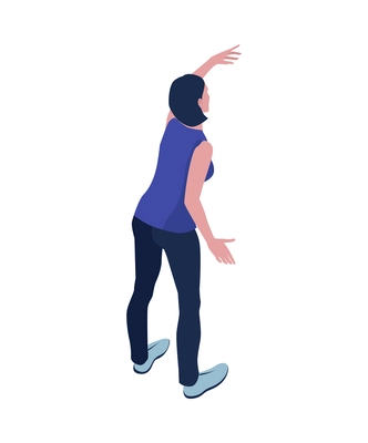 Isometric protesting woman back view on white background vector illustration