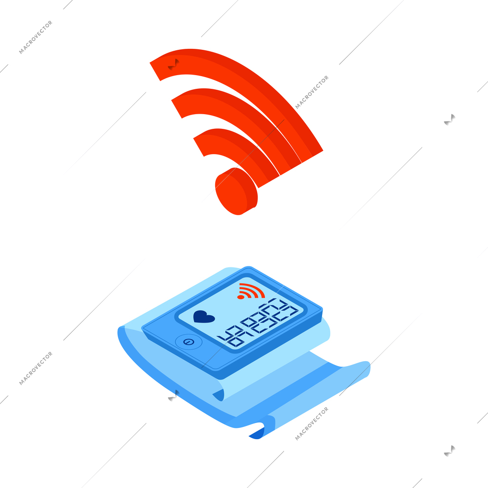 Online medicine isometric icon with electronic tonometer 3d vector illustration