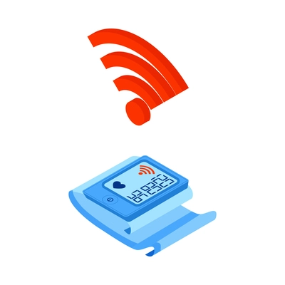 Online medicine isometric icon with electronic tonometer 3d vector illustration