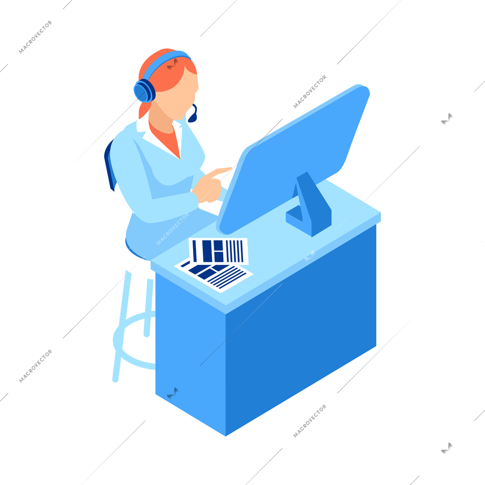 Telemedicine isometric icon with doctor consulting patient online 3d vector illustration
