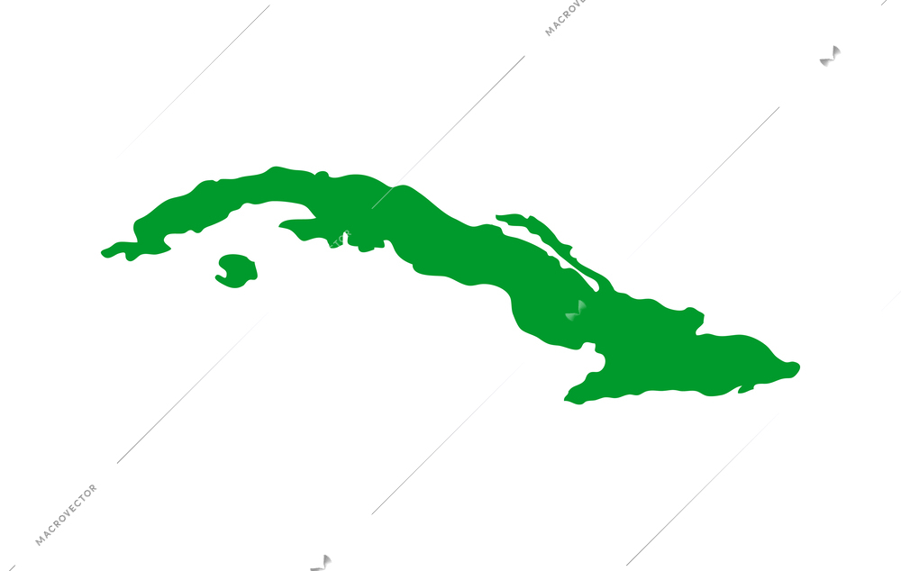 Flat cuba map green silhouette vector illustration