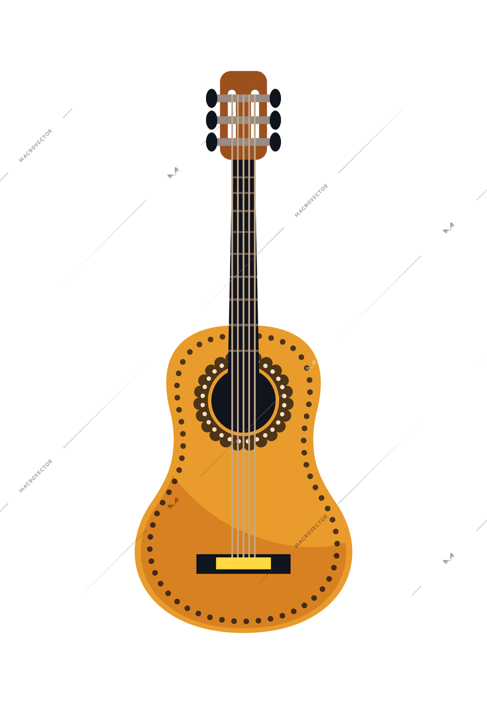 Flat mexican cuban guitar on white background vector illustration