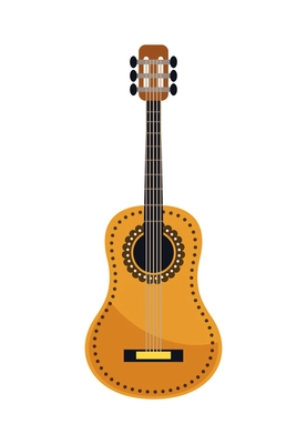 Flat mexican cuban guitar on white background vector illustration