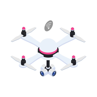 Remote controlled quadrocopter with camera isometric 3d vector illustration