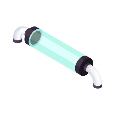 Isometric pipe with transparent part 3d vector illustration