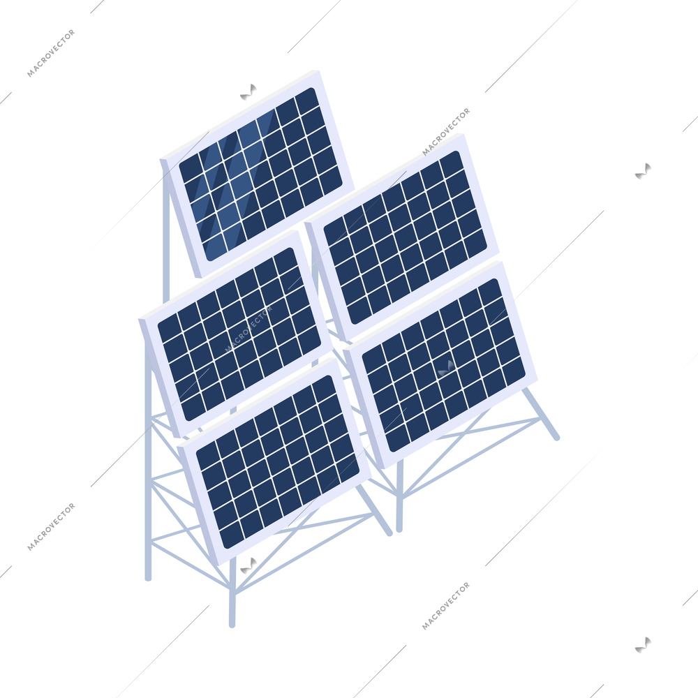 Isometric city solar panels alternative energy sources 3d vector illustration